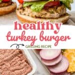 Healthy turkey burgers pin graphic.