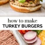 Healthy turkey burgers pin graphic.