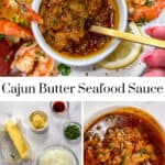 Cajun butter seafood boil sauce pin graphic.