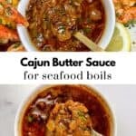 Cajun butter seafood boil sauce pin graphic.
