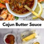 Cajun butter seafood boil sauce pin graphic.