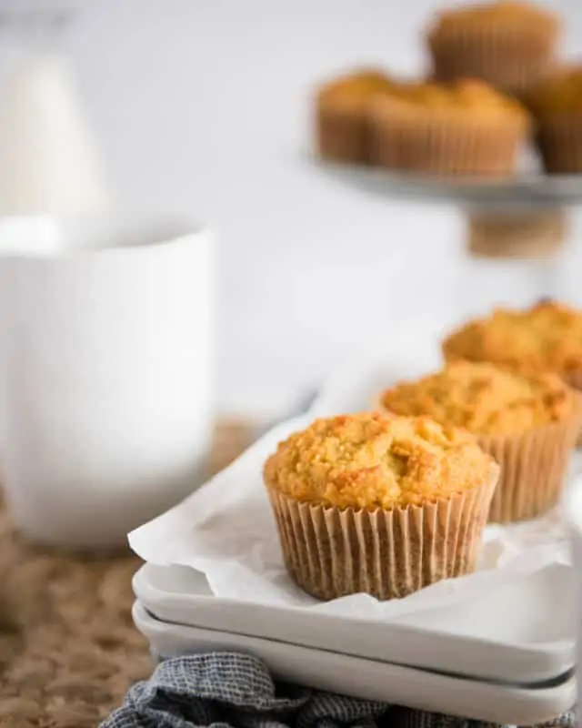 Coconut and almond flour muffins on a plate.