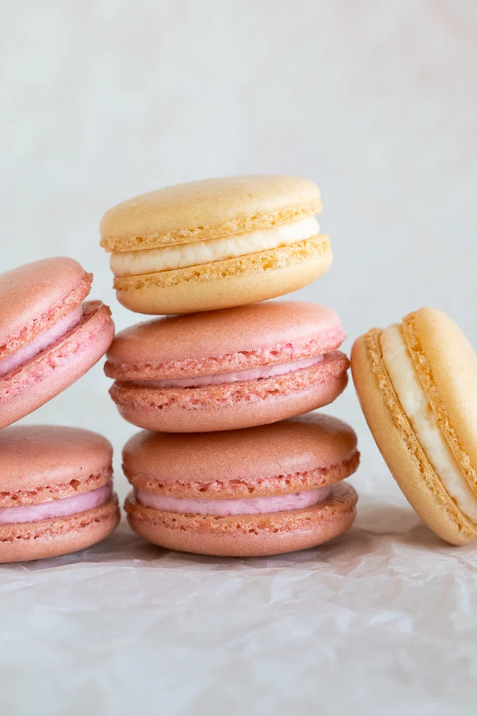 A stack of French macarons.