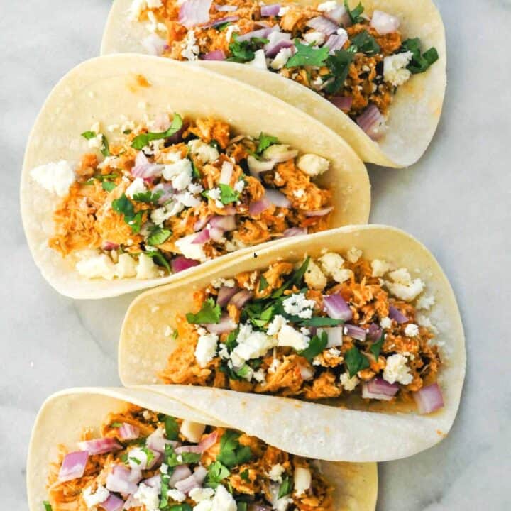 A line of leftover turkey tacos.