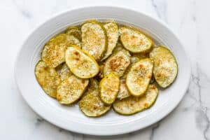 Patty pan squash on a serving plate.