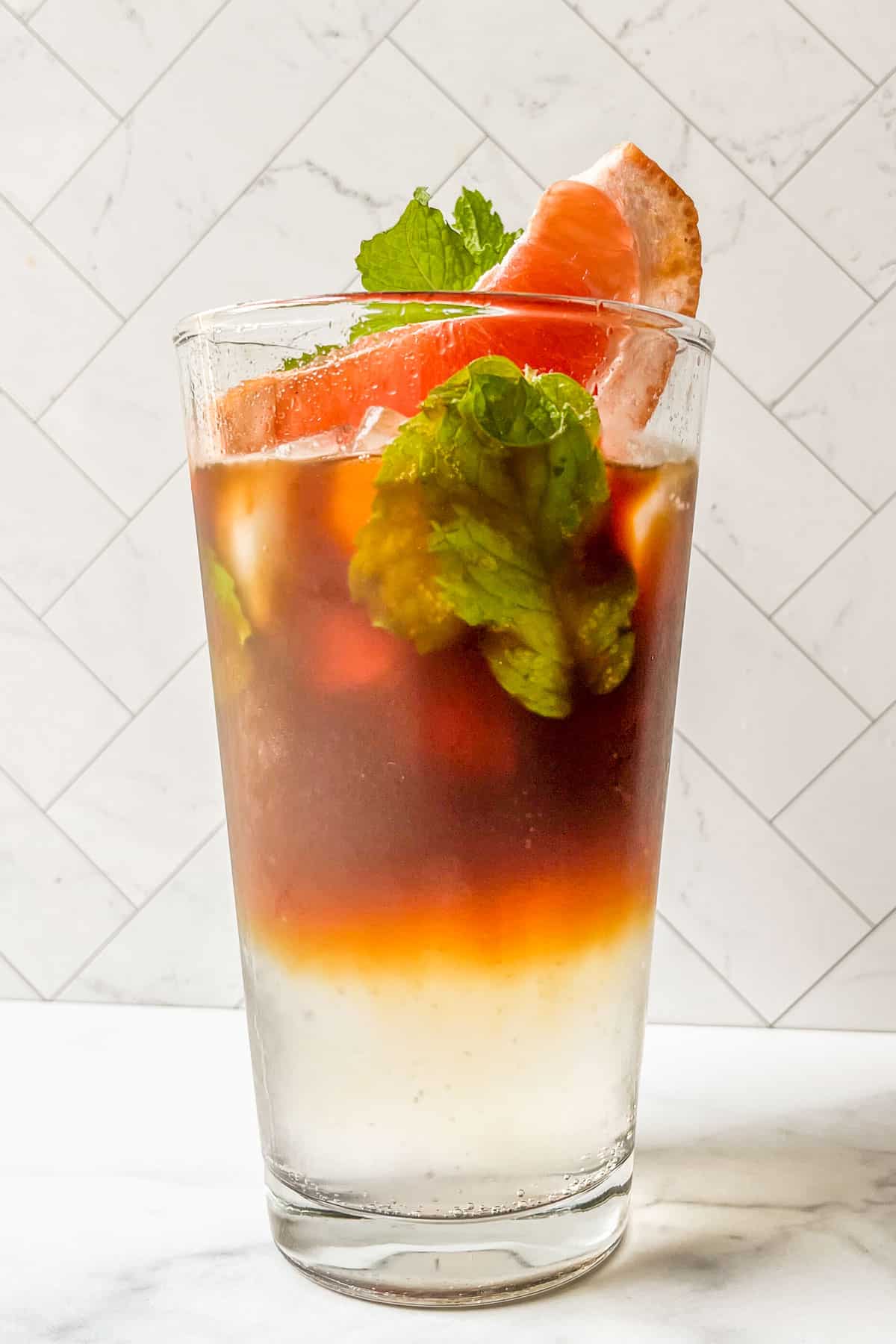 A grapefruit mint sparkling americano.