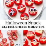 Babybel cheese monster pin graphic.