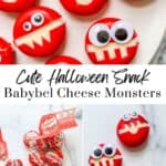 Babybel cheese monster pin graphic.