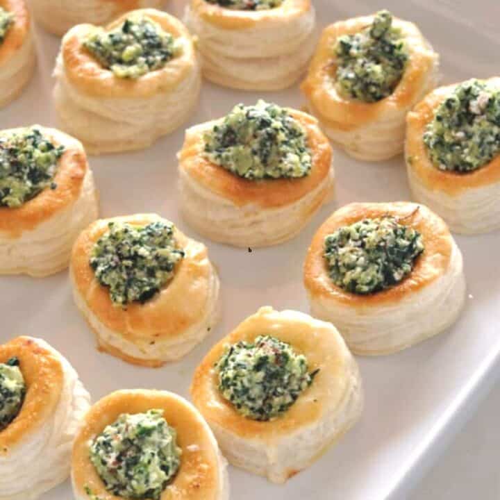 Spinach and feta puff pastry bites.