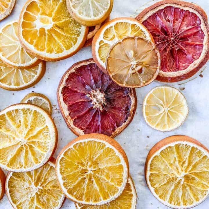 Dried orange slices with other citrus fruit.