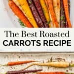 Roasted rainbow carrots pin graphic.
