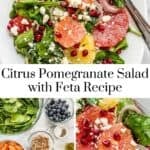 Citrus pomegranate feta salad pin graphic.
