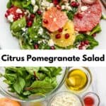 Citrus pomegranate feta salad pin graphic.