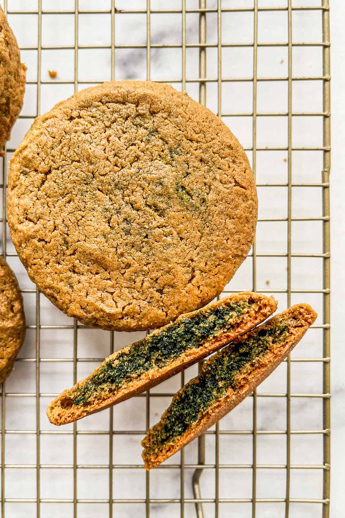 Healthy St. Patrick's Day cookies on a cooling rack.