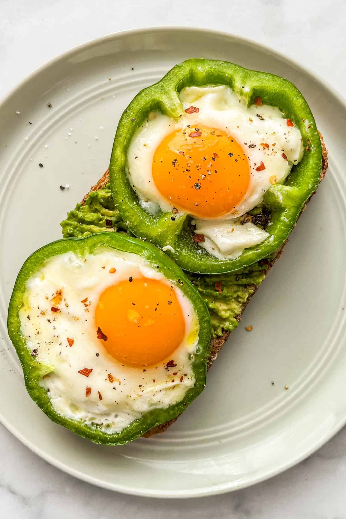 St. Patrick's Day breakfast toast on a green plate.