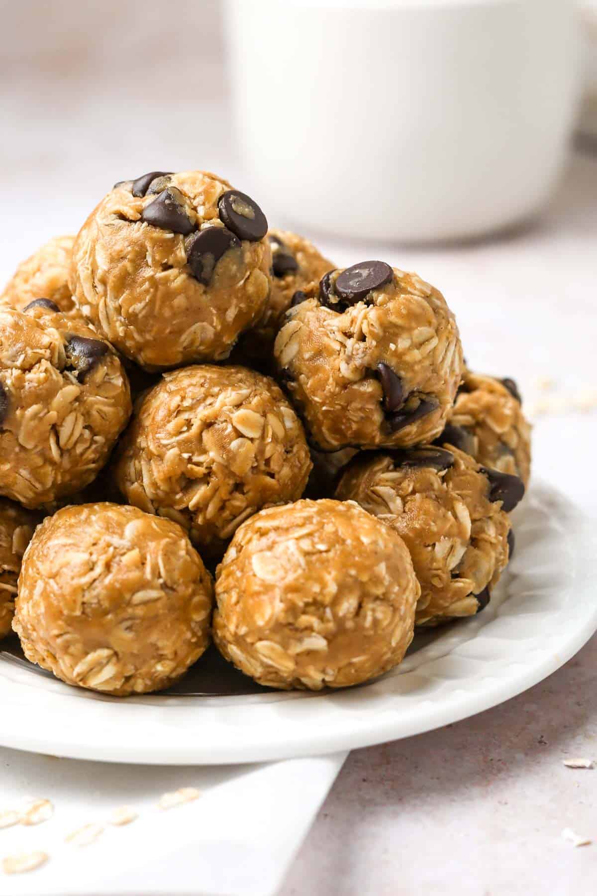 Three ingredient peanut butter oatmeal balls.