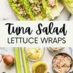 Tuna salad lettuce wraps pin graphic.