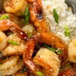 Honey garlic soy shrimp pin graphic.