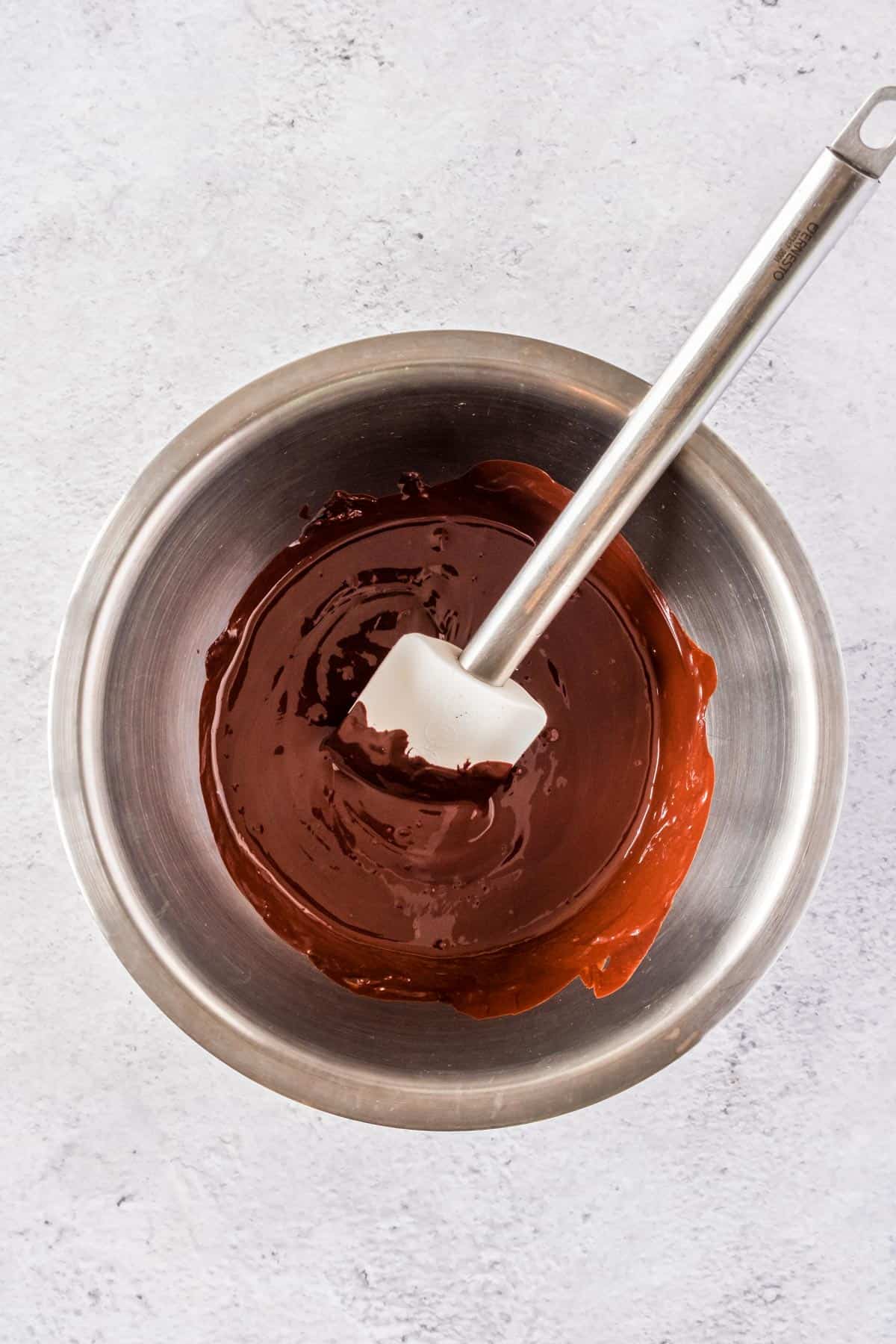 Melted chocolate in a bowl.