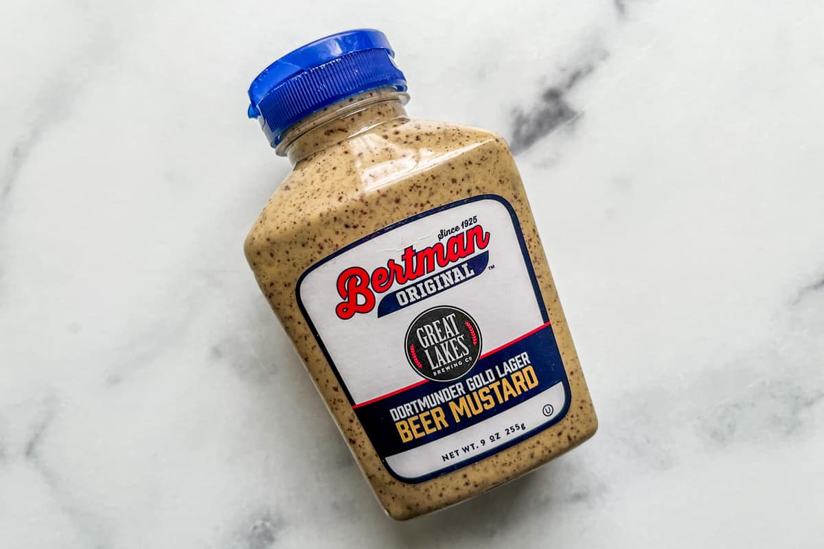 A bottle of beer mustard.