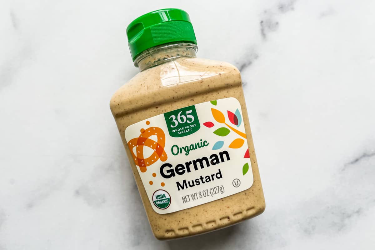 A bottle of German mustard.