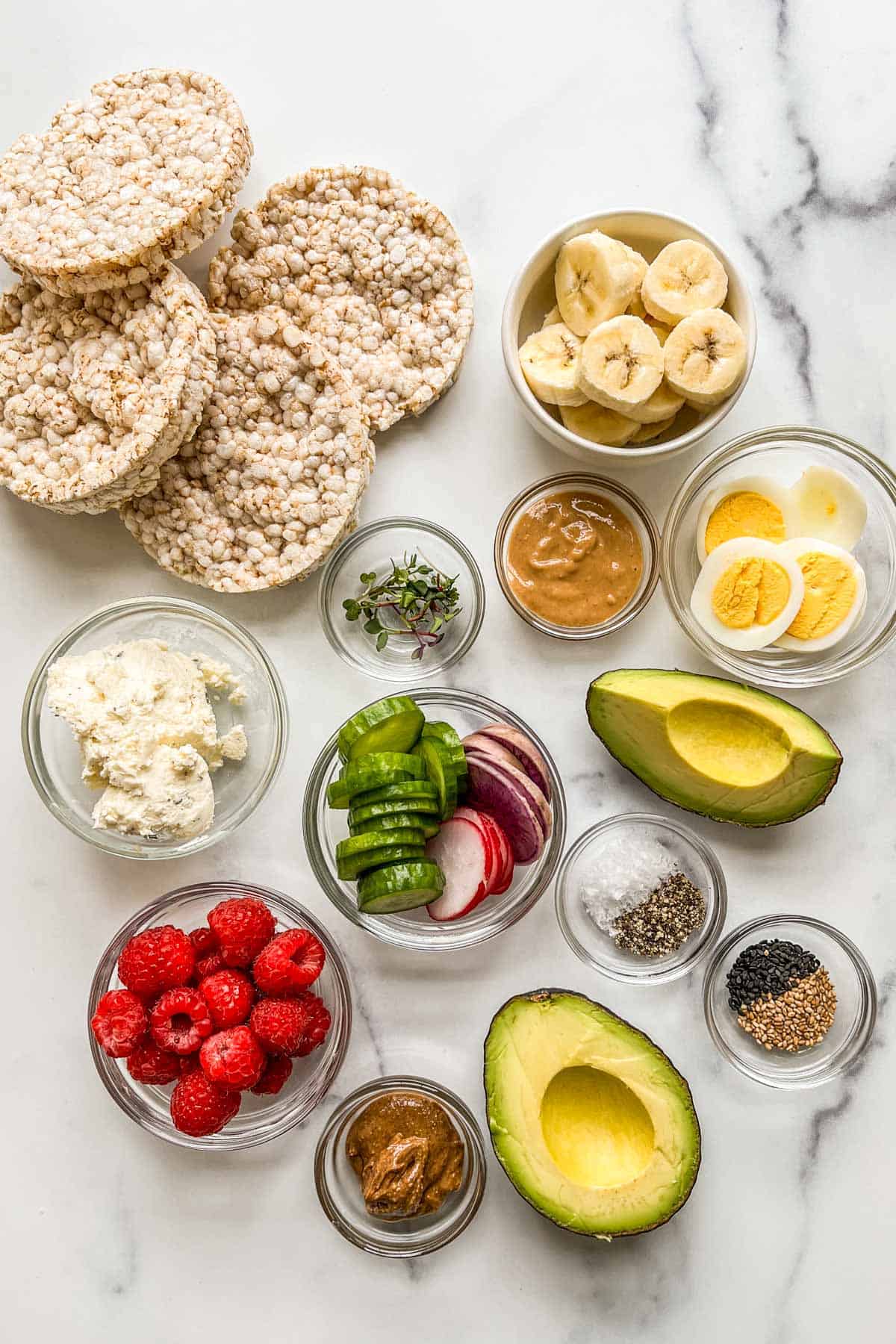 Puffed Rice Cakes with Shrimps and Avocado on Board. Seafood Snack.  Crispbread, Bread Crusts. Diet Food Concept Stock Image - Image of board,  cakes: 179900447