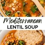 Mediterranean lentil soup pin.