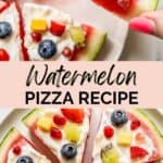 Watermelon pizza pin graphic.