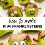 Frankenstein kiwi pin graphic.