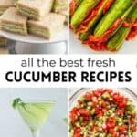 Cucumber recipes pin graphic.