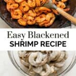 Blackened shrimp recipe pin graphic.