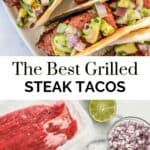 Flank steak tacos pin graphic.