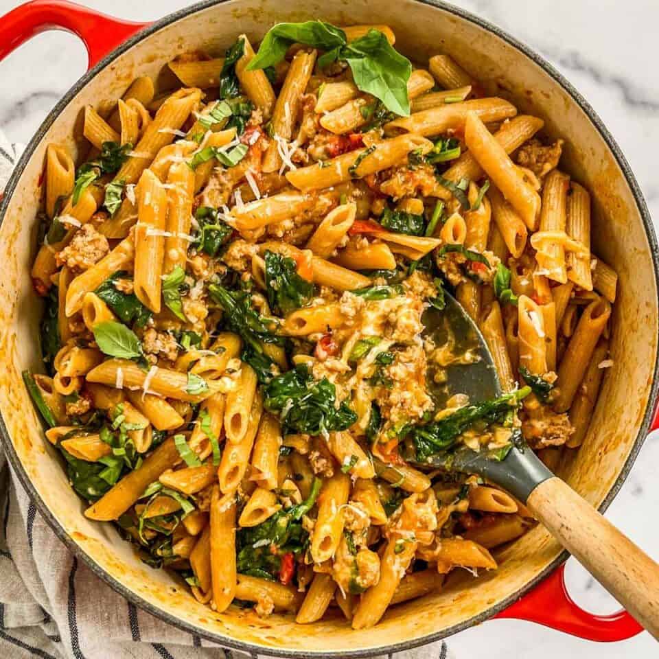 One Pot Ground Turkey Pasta Recipe - This Healthy Table