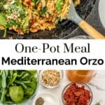 One pot orzo and white beans pin graphic.