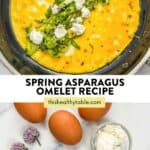 Spring omelet recipe pin graphic.