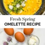 Spring omelet recipe pin graphic.