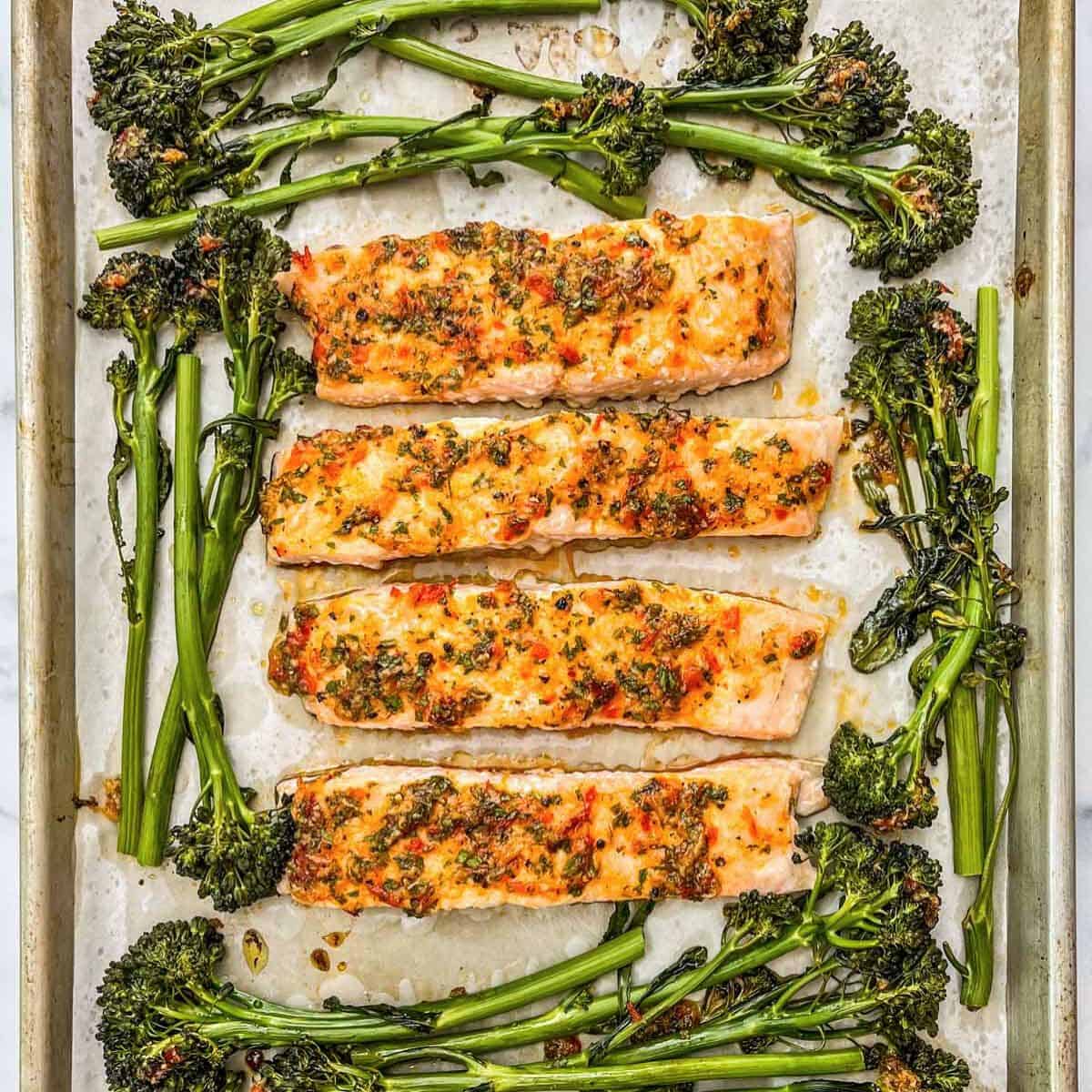 Harissa Salmon with Charred Broccolini - This Healthy Table