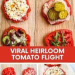 Heirloom tomato flight pin graphic.
