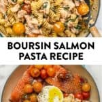 Salmon boursin pasta pin graphic.