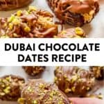 Dubai chocolate dates pin graphic.