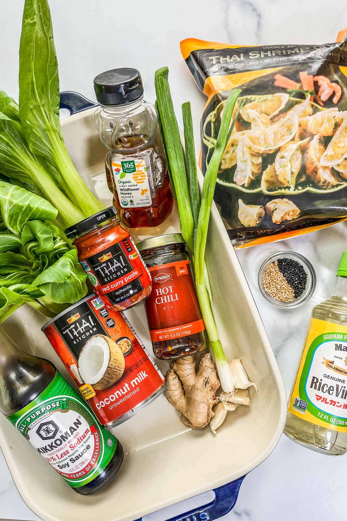 Ingredients for coconut milk dumpling bake.