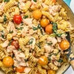 Salmon boursin pasta pin graphic.