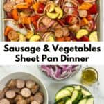 Sheet pan sausage and veggies pin graphic.