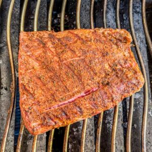 Flank steak on the grill.