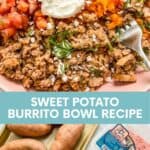Sweet potato ground turkey bowl pin graphic.