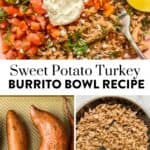 Sweet potato ground turkey bowl pin graphic.