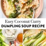 Coconut Curry Dumpling Soup Pin graphic.