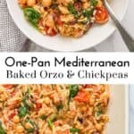 Mediterranean baked orzo pin graphic.