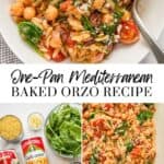 Mediterranean baked orzo pin graphic.
