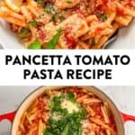 Pancetta pasta pin graphic.